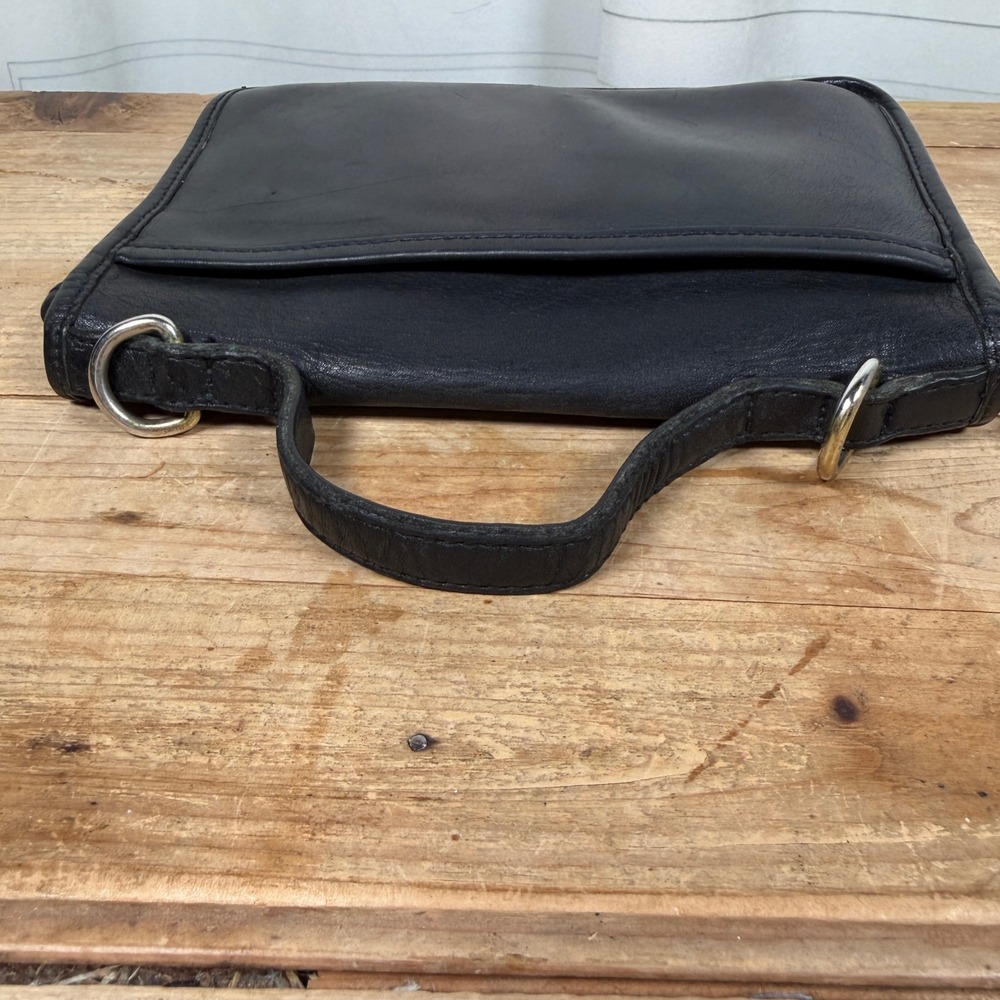 Croft & Barrow Y2K Soft Black Leather Turnlock Crossbody Top Handle Bag - Picture 8 of 14